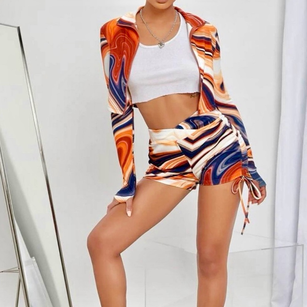 Vibrant Swirl Print Two-Piece Set